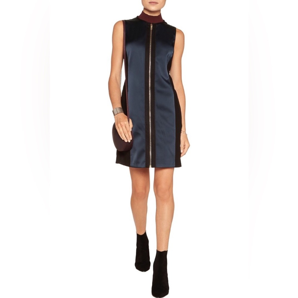 NWOT Rag & Bone Prospect Zip Up Front Satin Wool Paneled Sheath Dress Women’s 4 - Picture 4 of 12